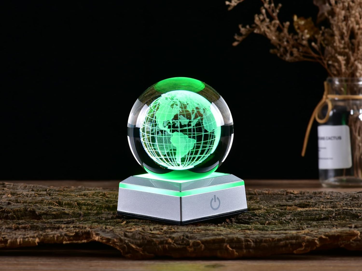 Bola de cristal 3D, lindo modelo de día de sonrisa de oso, con luz colorida, soporte de lámpara LED de 6 colores, decoración divertida de
