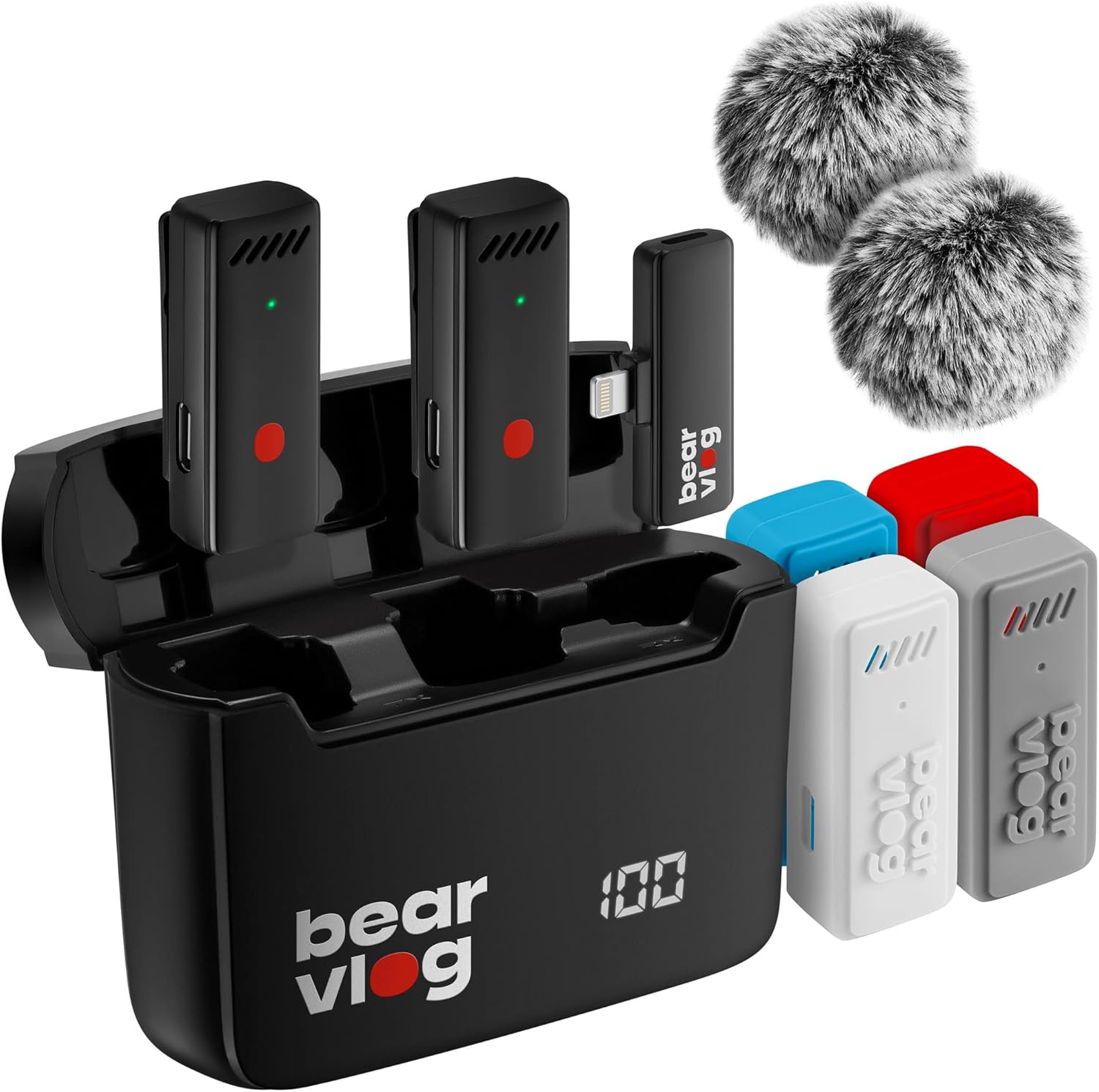 Juego de micrófonos inalámbricos para iPhone – 2 micrófonos Lavalier portátiles con captación de sonido 360, reducción de ruido y control de