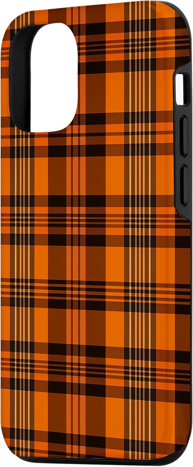iPhone 1212 Pro Fall Plaid Halloween Naranja y Negro Acción de Gracias Otoño Case