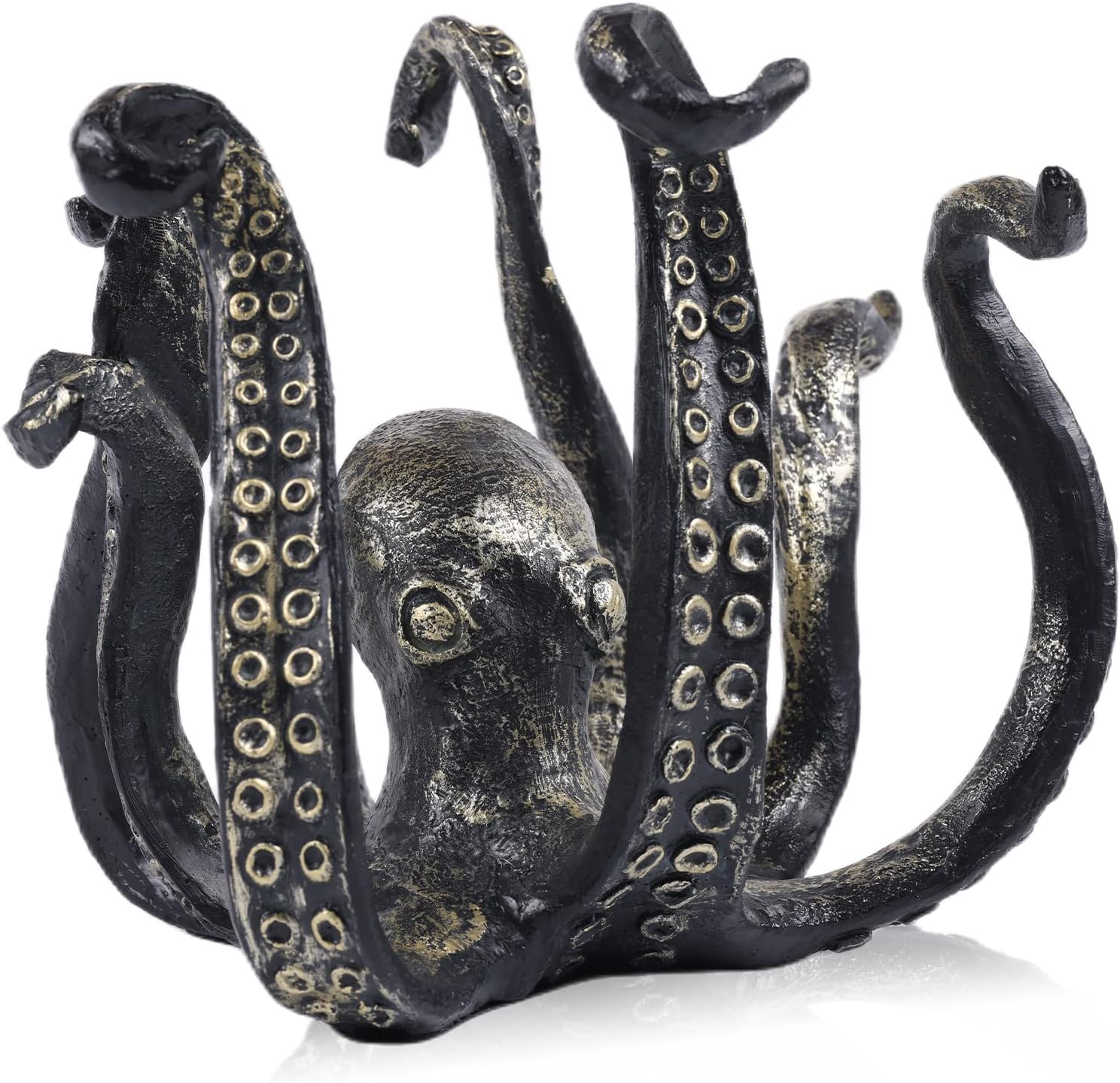 DOVDOV Portavasos de pulpo, soporte de taza de café de pulpo de resina, estatua de pulpo, decoración casera de bronce, accesorios de bar casero,