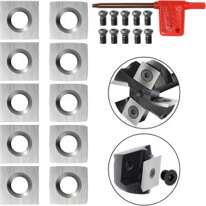 OUYANG Juego de 10 piezas de cortadores de carburo de tungsteno para herramientas de torneado de torno de madera, incluye 5 piezas de borde cuadrado OUYANG Juego de 10 piezas de cortadores de carburo de tungsteno para herramientas de torneado de torno de madera, incluye 5 piezas de borde cuadrado