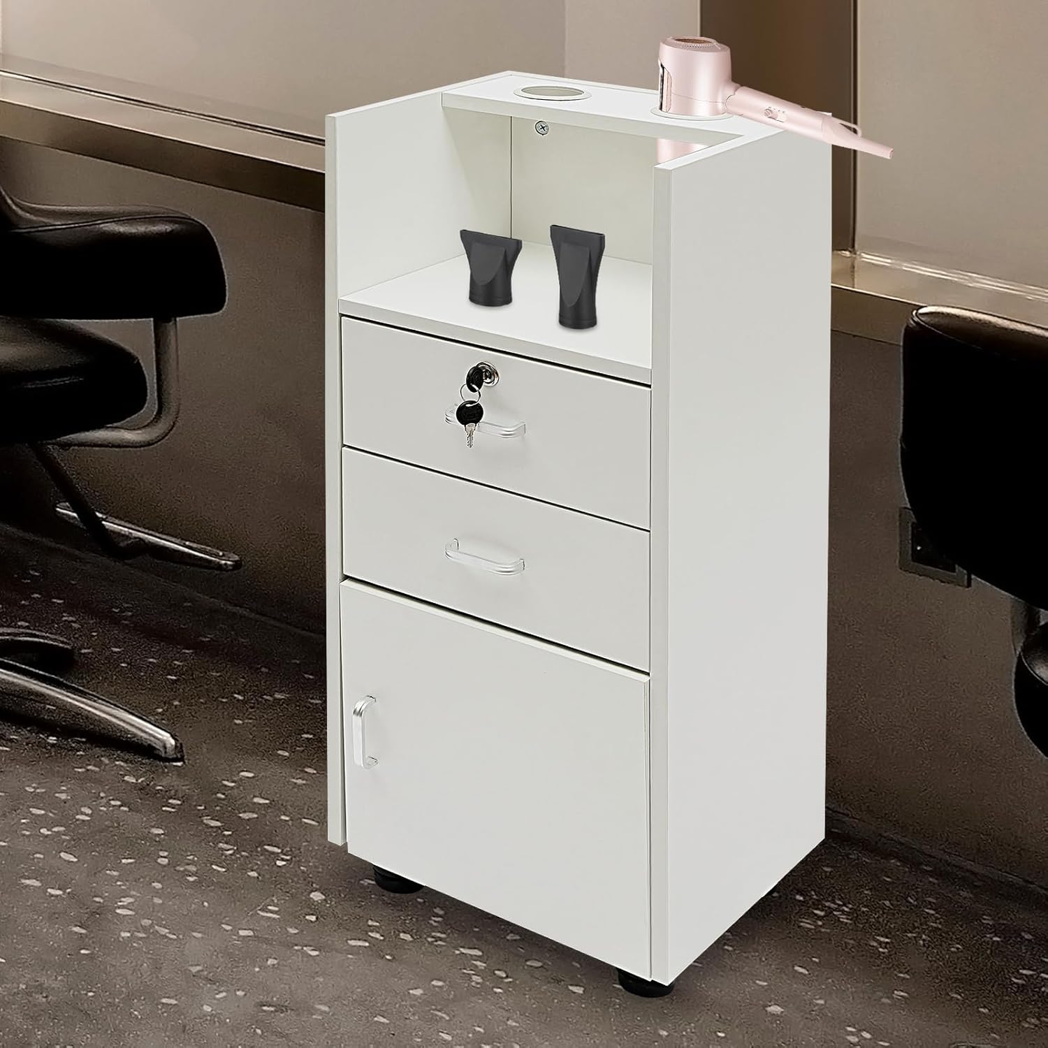 YETINGSHOP Barber Stations – Armario de almacenamiento con cajón y ruedas, carrito de peluquería para estilista, estación de estilista con 2