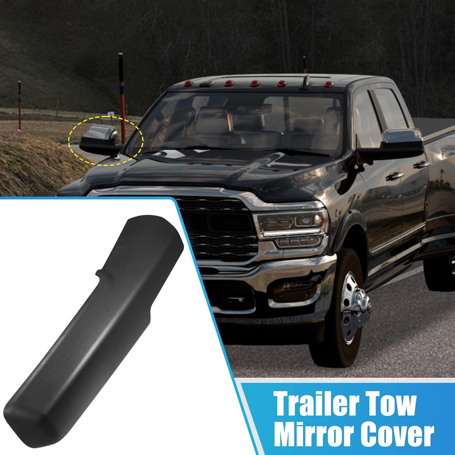 X AUTOHAUX Remolque espejo delantero brazo cubierta lateral derecho cubierta tapa cubierta 68263392AA para Dodge para Ram 1500 2500 3500 lado