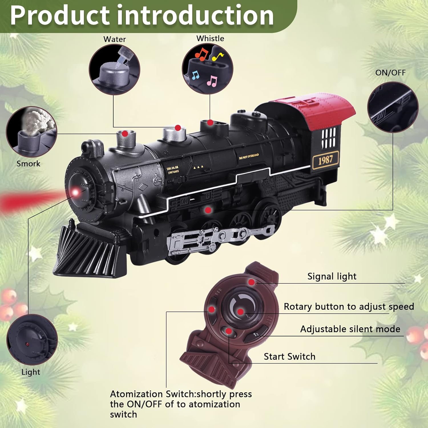 Juego de tren de juguetes eléctricos para niño, modelo de pista de tren a control remoto, juguete con locomotora, luz, sonido. Tren para árboles de