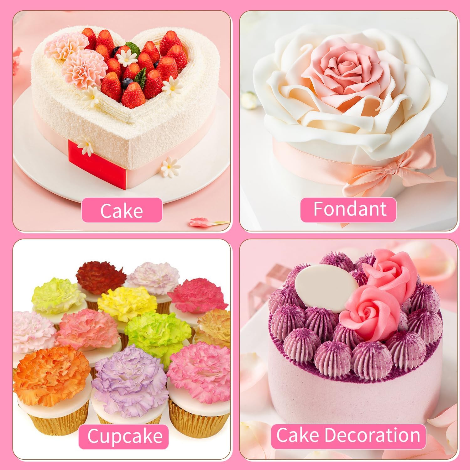 KALAIEN 3 piezas El clavel más fácil de todos los tiempos cortador de pastel de flores galletas Sugarcraft Fondant decoración émbolo cortador molde
