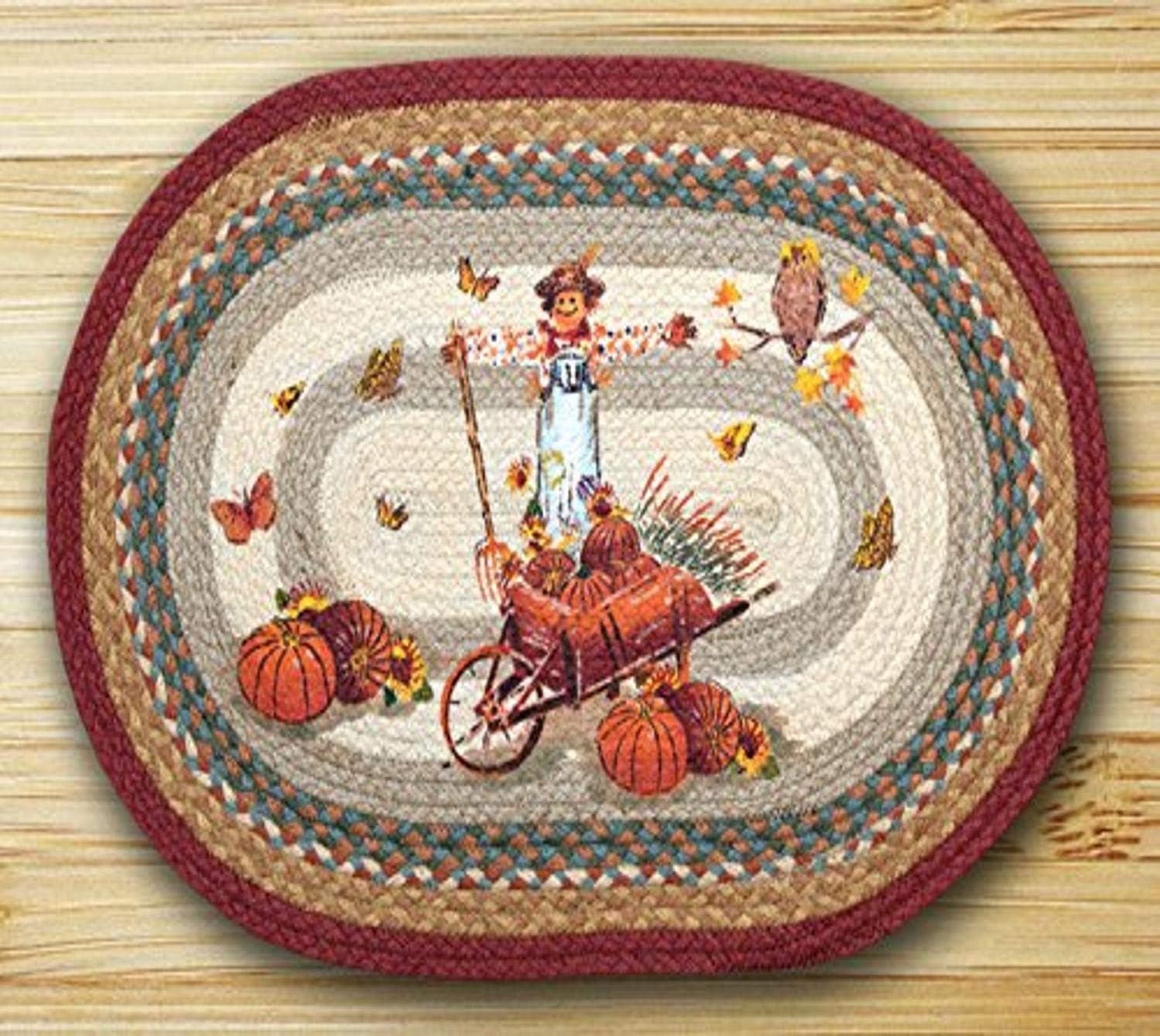 Earth Rugs Alfombra, 20 x 30″, Cosecha NaranjaMarrónNatural