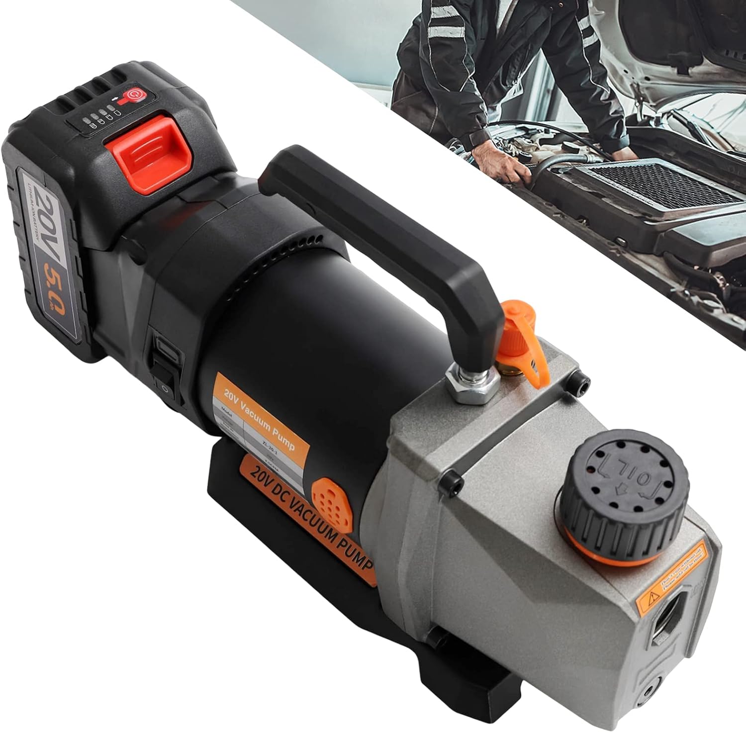 Bomba de vacío de una sola etapa, 2.5CFM 20V batería de litio DC inversor para aire acondicionado refrigerante