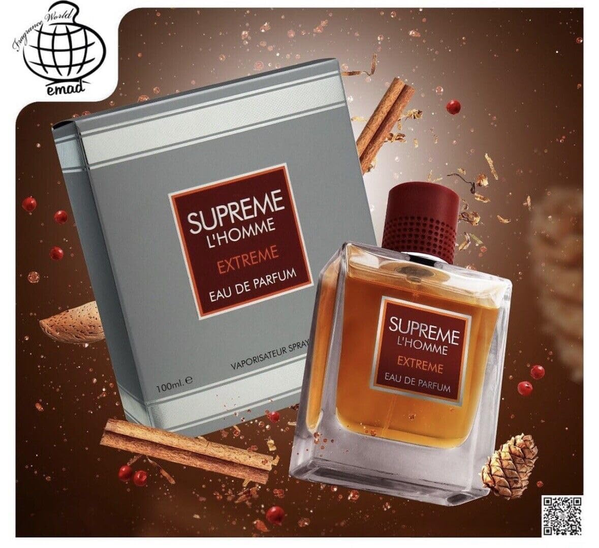 Fragrance World Supreme L’homme Extreme – Perfume Eau de Parfum para hombre, 3.4 fl oz