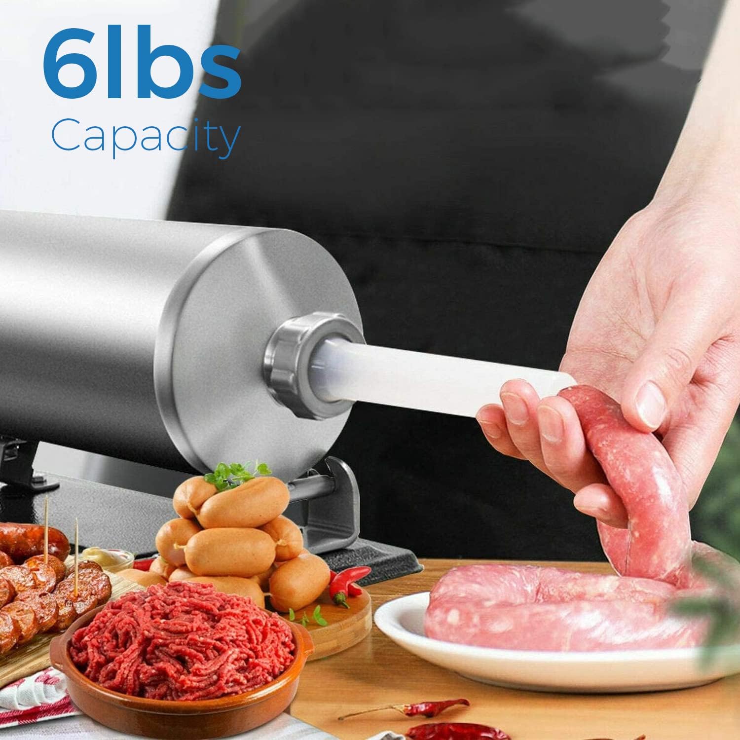 Embutidora de salchichas, máquina de salchichas de acero inoxidable, la mejor máquina profesional de llenado de salchichas de carne de cocina con 4