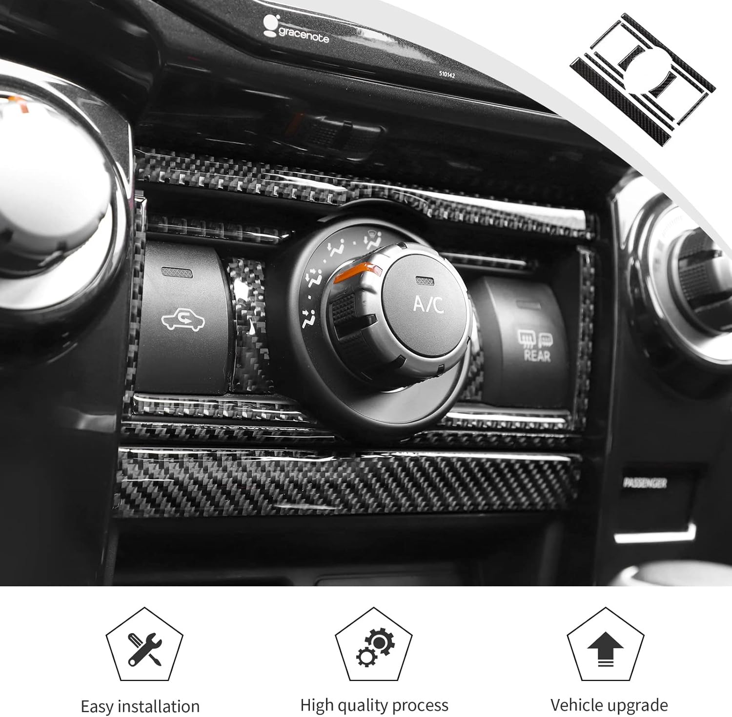 Voodonala Aire acondicionado AC Interruptor de control de clima Adhesivos decorativos de protección para Toyota 4runner Accesorios interiores