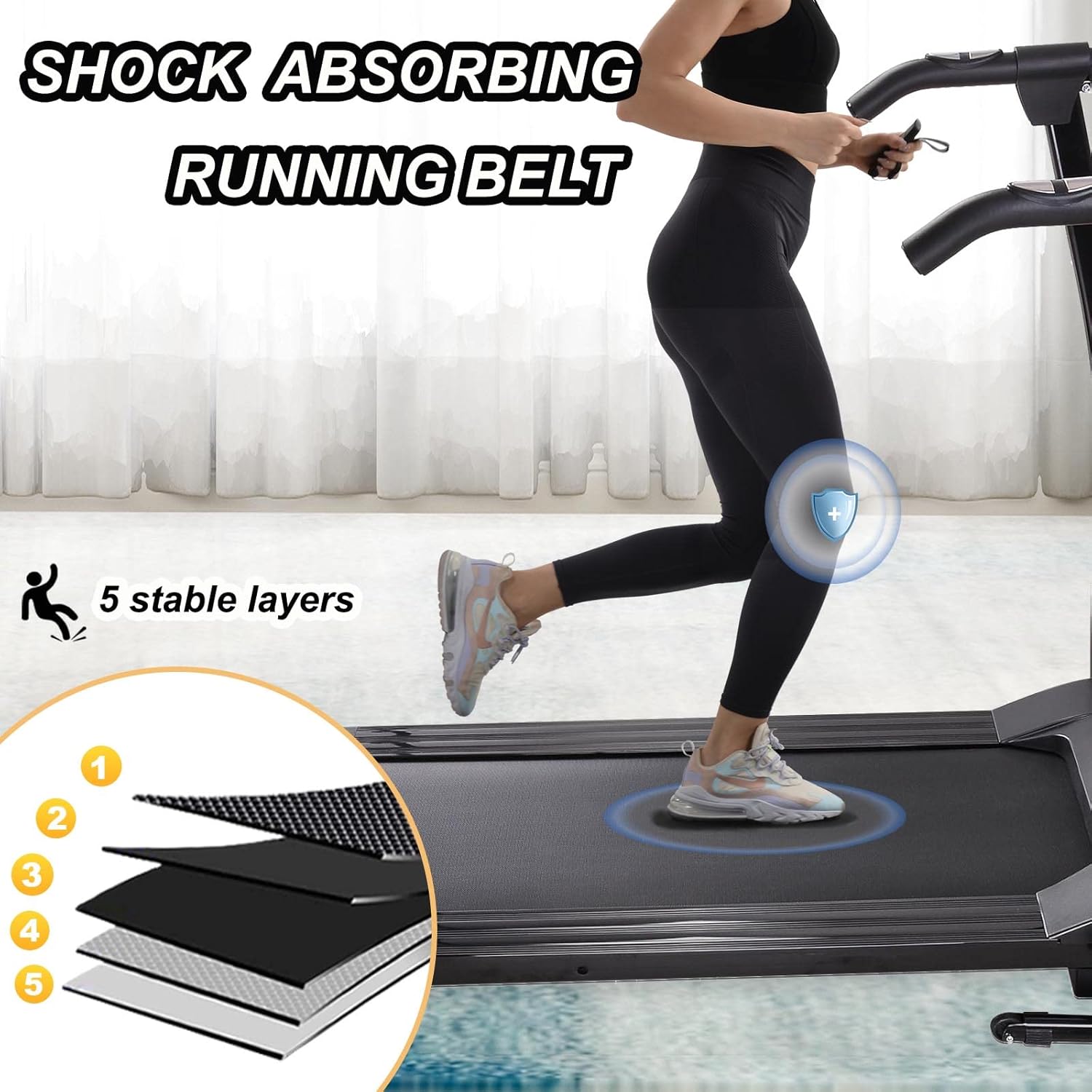 FYC Cintas de correr plegables para el hogar, máquina de ejercicio eléctrica para correr, cinta de correr compacta para el gimnasio en casa,