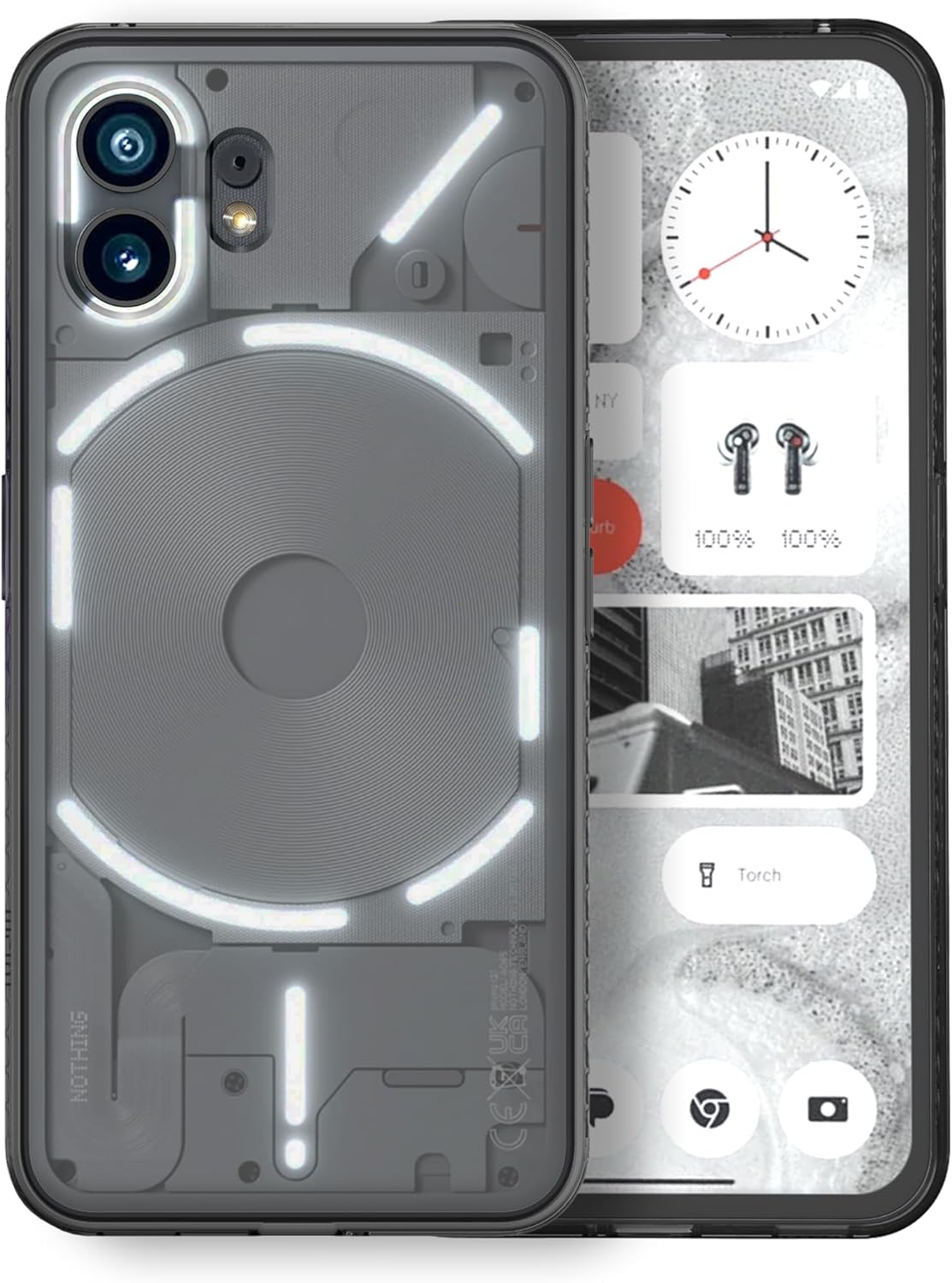 TUDIA LUCION – Funda de TPU a prueba de golpes, antiamarilleo, parte trasera dura transparente, protección de agarre ultra delgada para Nothing