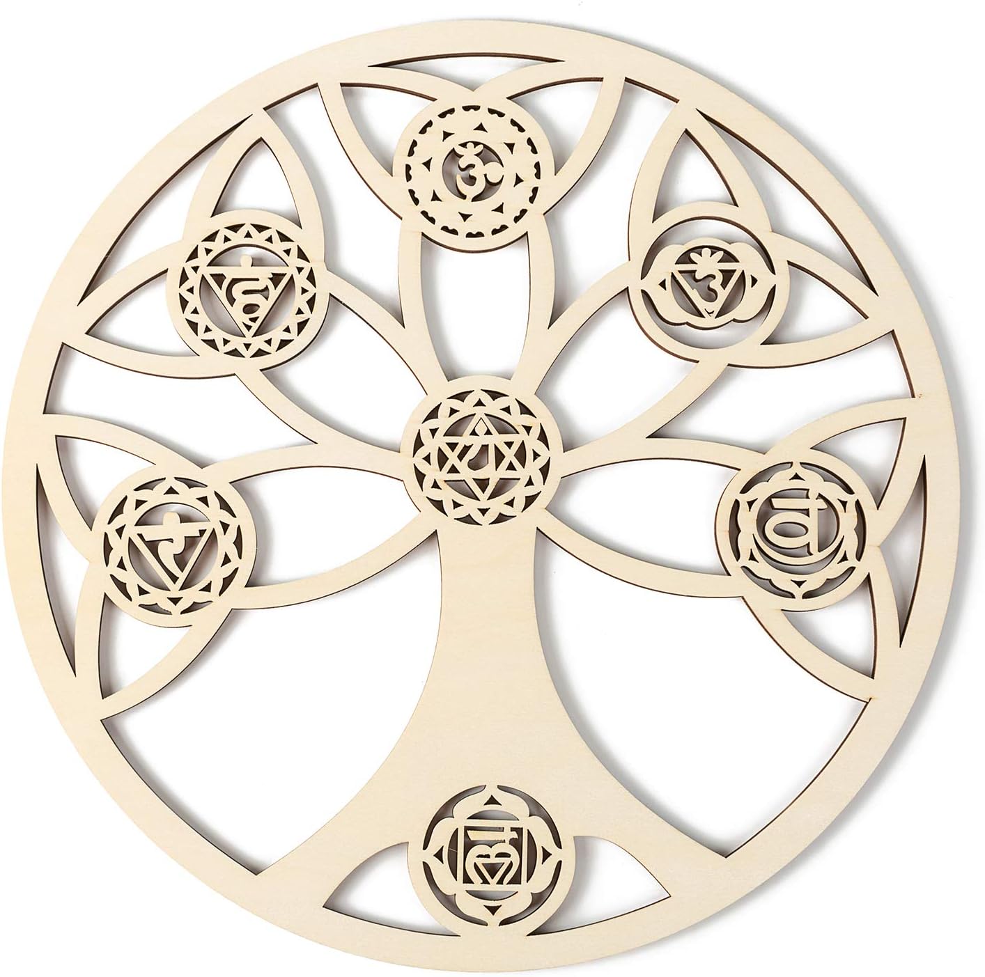Simurg Árbol de la vida – Decoración de pared de madera (árbol de la vida, 7 chakras, 11.5 pulgadas)