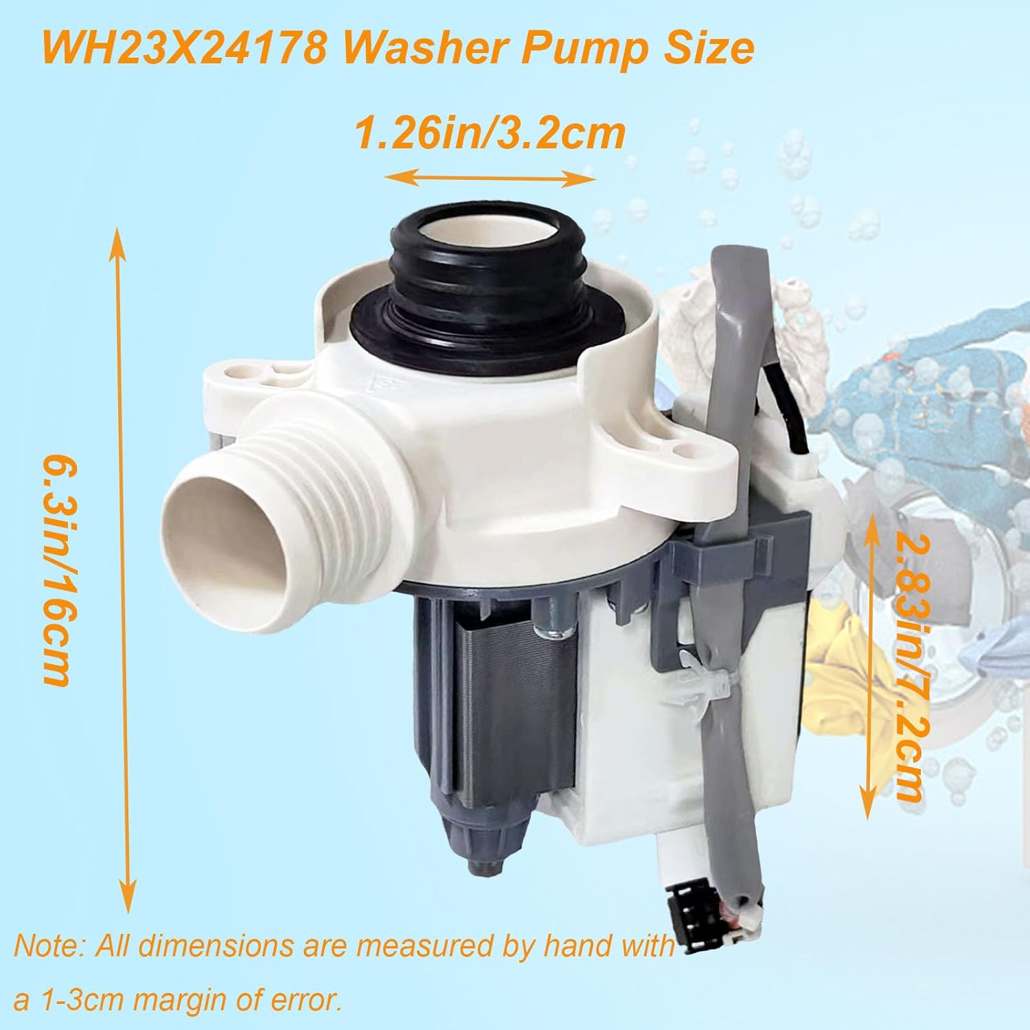 WH23X24178, WH23X28418, B40-3A01 Conjunto de bomba de drenaje de lavadora compatible con GE Clothes Washer GTW, modelos de la serie HTW, reemplaza