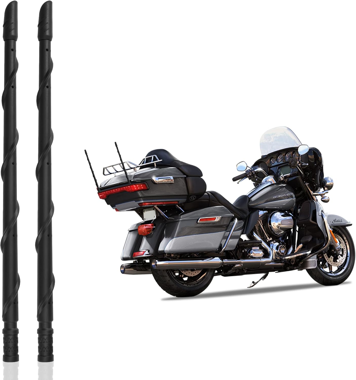 KSaAuto Accesorios de antena en espiral de 13 pulgadas compatibles con motocicletas Harley Davidson 1998-2024, diseñada para Harley Touring Electra