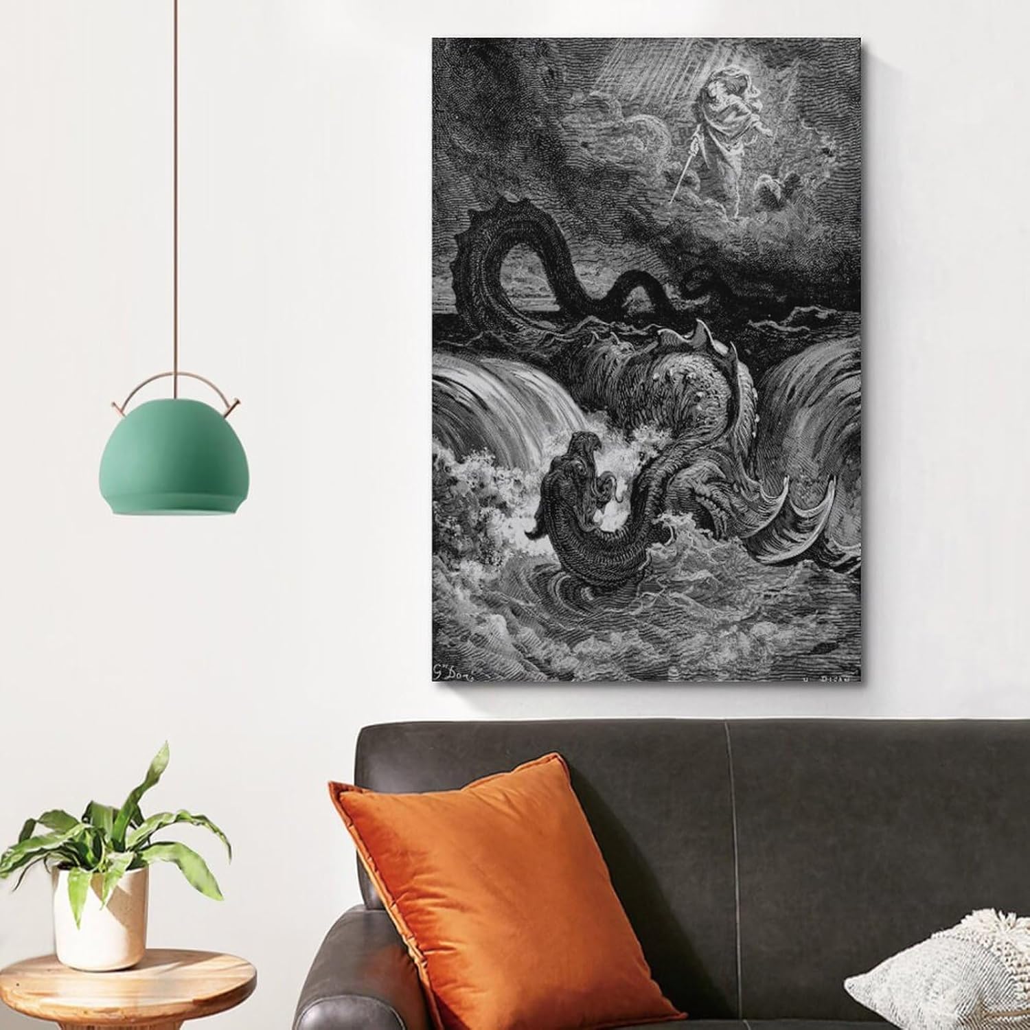 Gustave Doré – Póster de arte famoso de La destrucción de Leviatán, pintura de pared, lienzo para regalo, impresiones de sala de estar, decoración