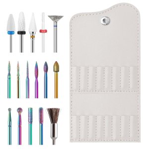 16 brocas de uñas con soporte de cuero portátil, brocas de 332 pulgadas para juego de uñas, brocas profesionales de carburo de tungsteno de cerámica 16 brocas de uñas con soporte de cuero portátil, brocas de 332 pulgadas para juego de uñas, brocas profesionales de carburo de tungsteno de cerámica