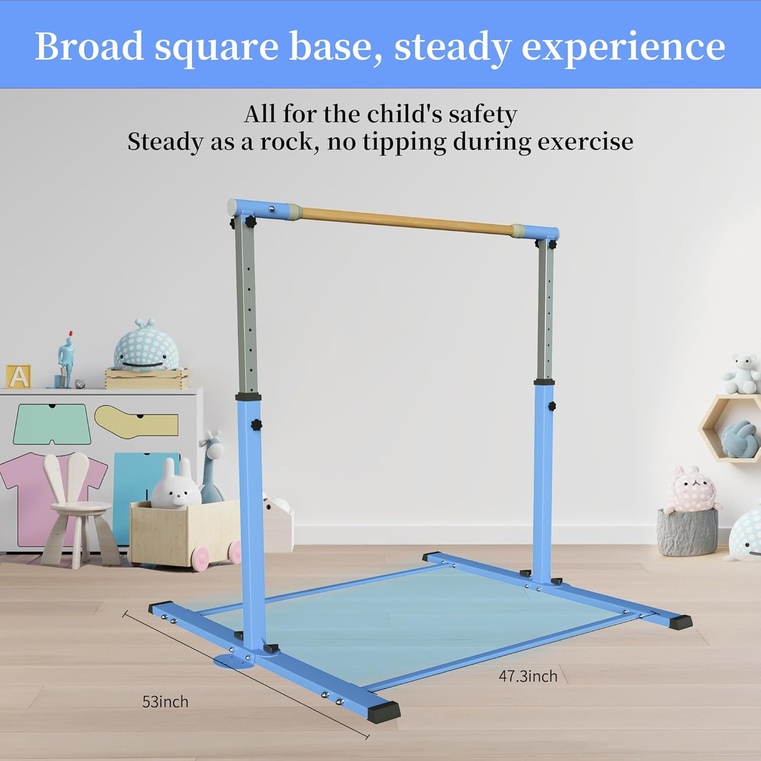 EL&ITWings Kip Bar de gimnasia, barra horizontal para niños y niñas, altura ajustable de 3 a 5 pies, equipo de gimnasio en casa, ideal para