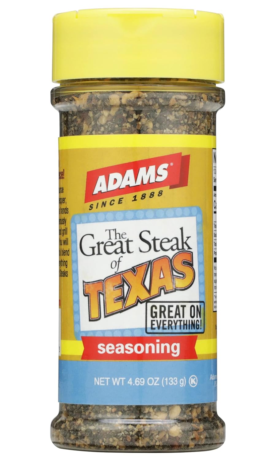 Adams Great Steak of Texas Seasoning, botella de 4.69 onzas (paquete de 1)