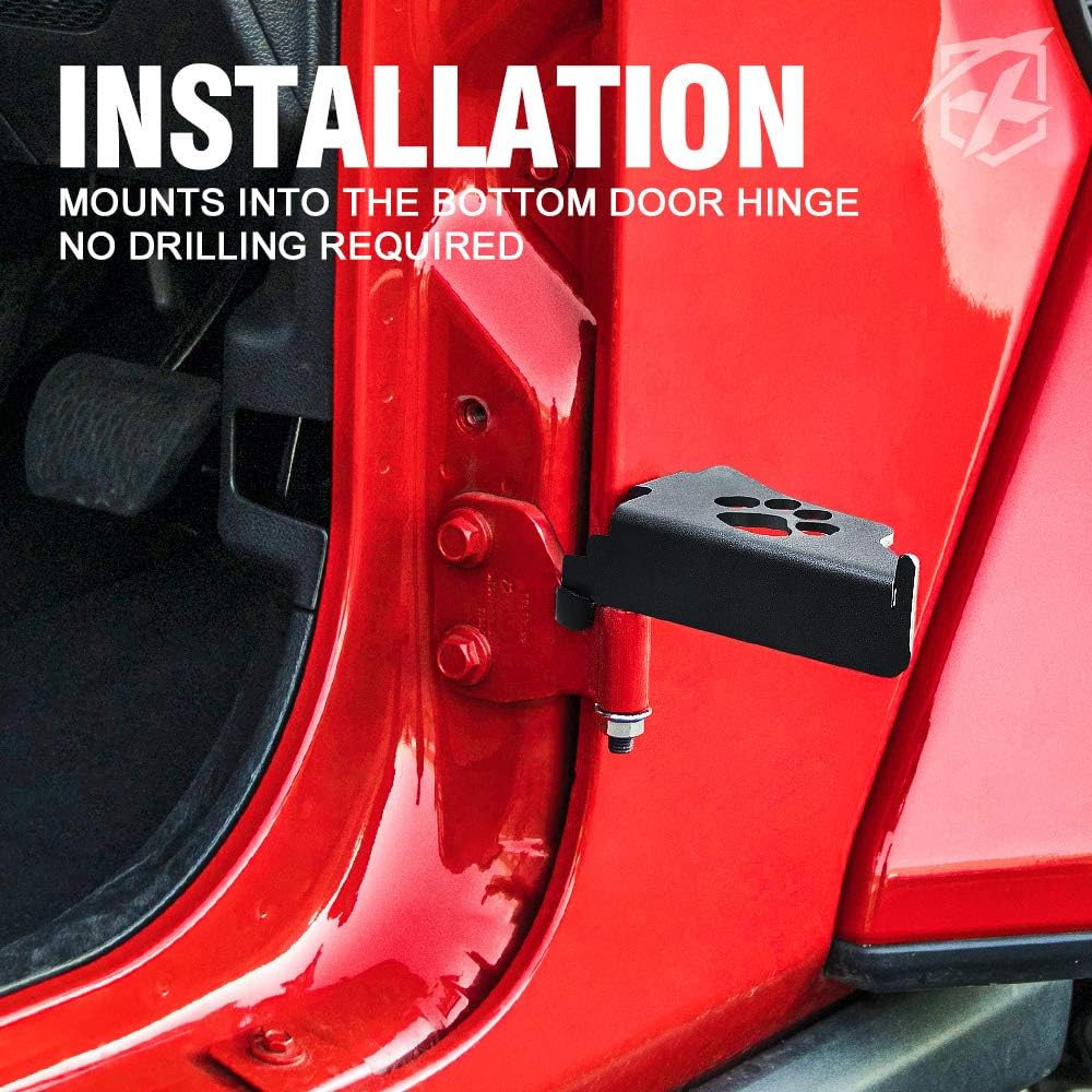 Xprite Estribos de acero de metal para puerta delantera, pedales de reposapiés para Jeep Wrangler JL JLU 2018-2021, 1 par