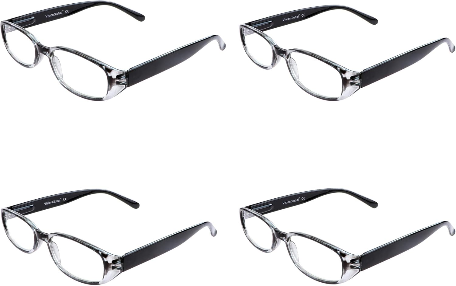 VisionGlobal 4 pares5 pares de anteojos de lectura con bisagra de resorte, lentes de bloqueo de luz azul para mujereshombres