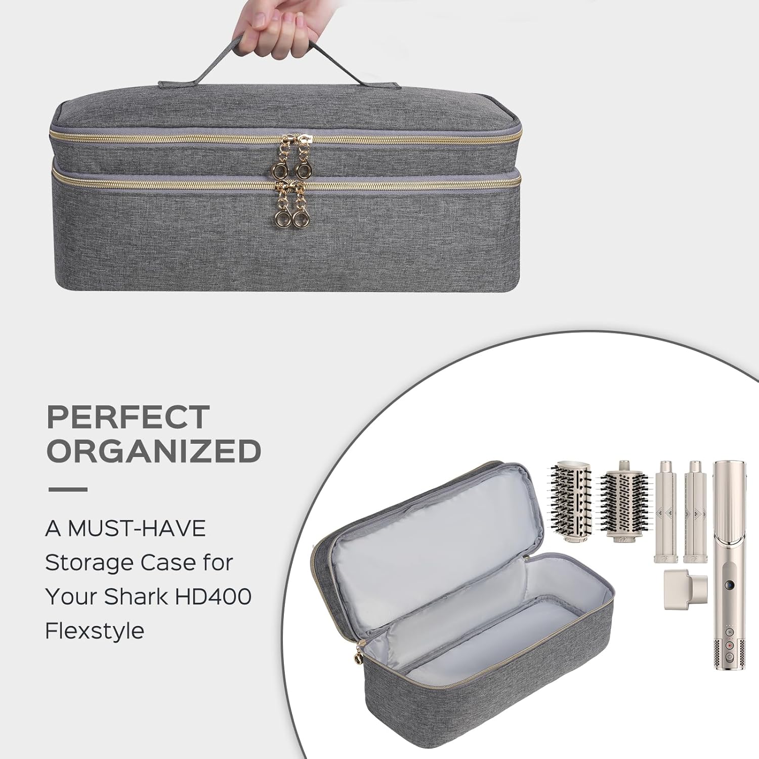 WINZEDGE Estuche de transporte de viaje de doble capa para secador de pelo Revlon de un solo paso y cepillo de aire caliente voluminizador, bolsa