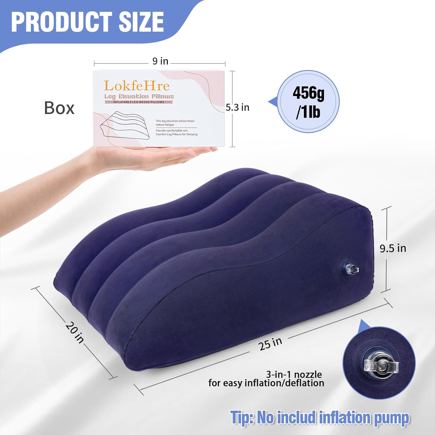 Almohada de cuña para dormir  Almohada inflable de elevación de piernas para hinchazón, circulación, alivio del dolor de piernas y espalda, soporte