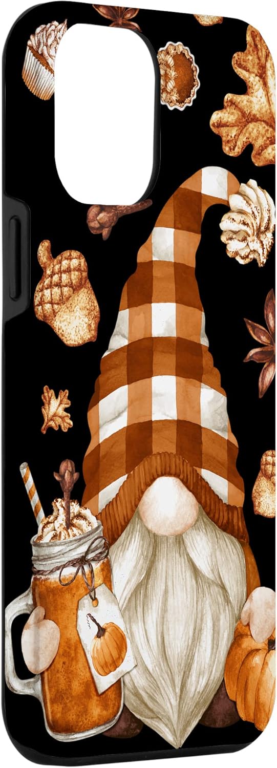 iPhone 14 Pro Max lindo patrón de Acción de Gracias para Autum Gnomo Love Pumpkin Spice Case