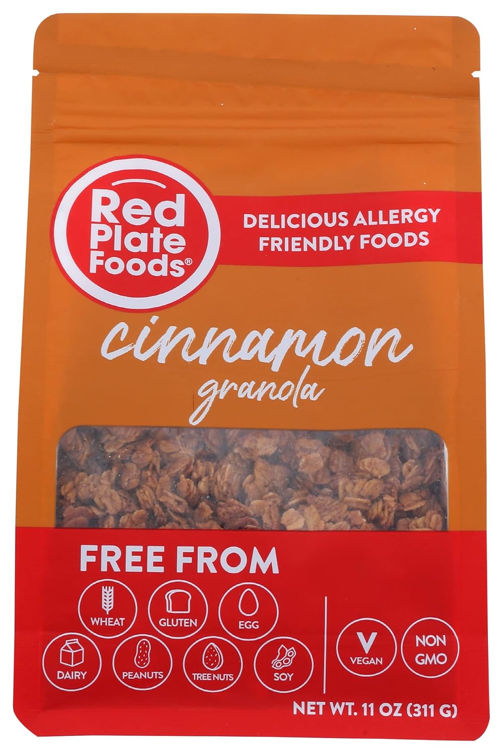 Red Plate Foods Granola con sabor a canela, sin gluten, sin OMG, 11 onzas (paquete de 6)