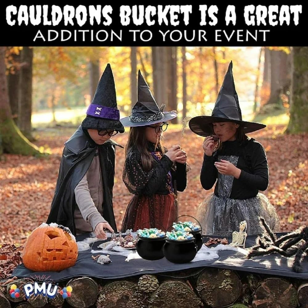 PMU Caldero de Halloween  Molde de soplado, accesorio de plástico para fiestas, soporte para dulces para niños, recuerdos y suministros de fiesta de