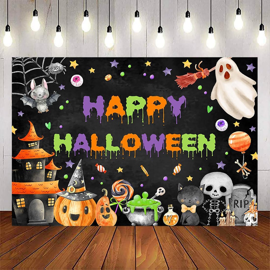 Avezano Telón de fondo de Halloween espeluznante para fiesta de fantasmas para niños, fondo de fiesta de Halloween, decoración de pared para el