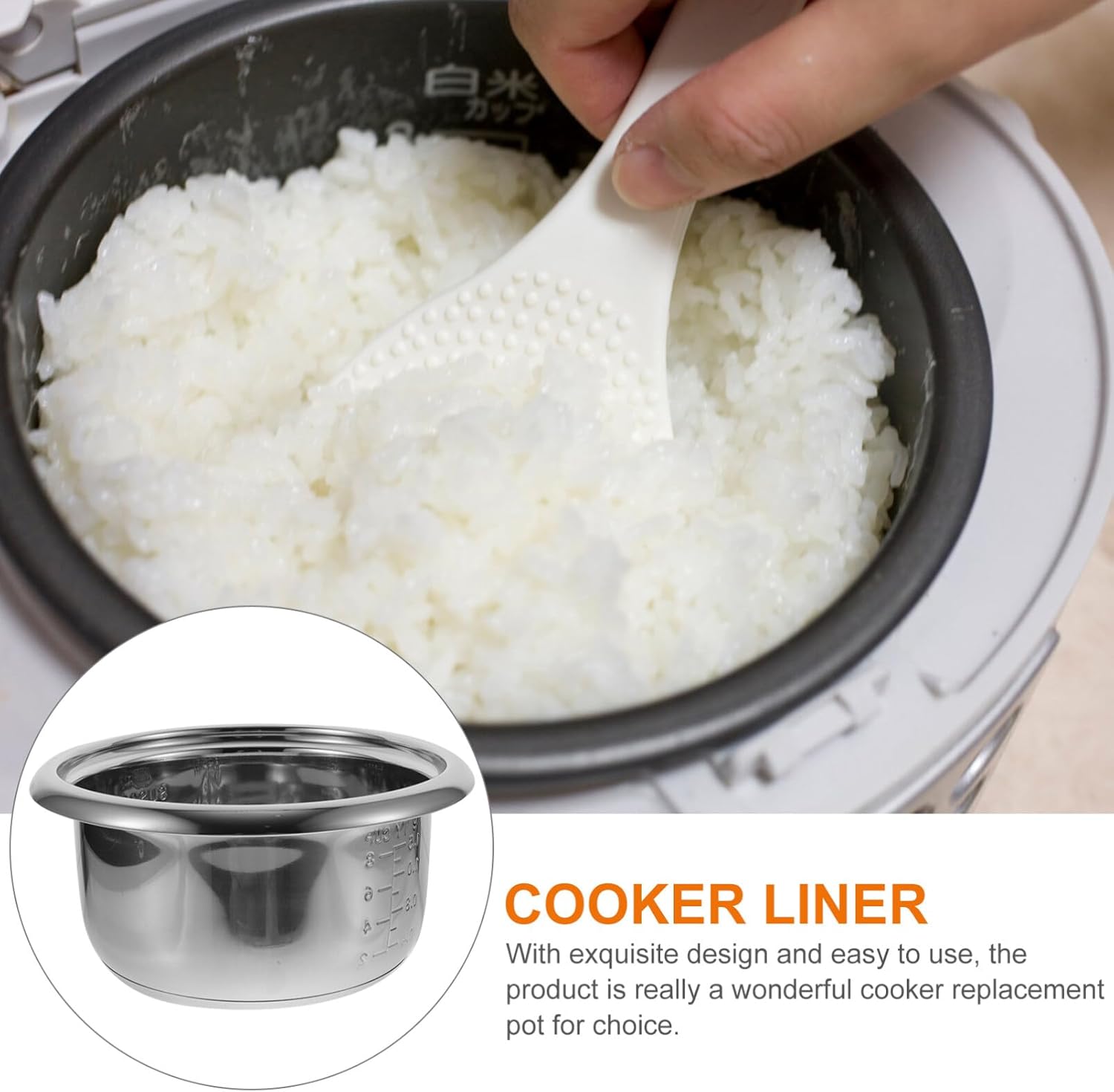 DOITOOL Olla de arrocera Liner Olla de arroz Reemplazo interno Olla de cocción Contenedor de cocina Olla interior Molde para pasteles Utensilios de