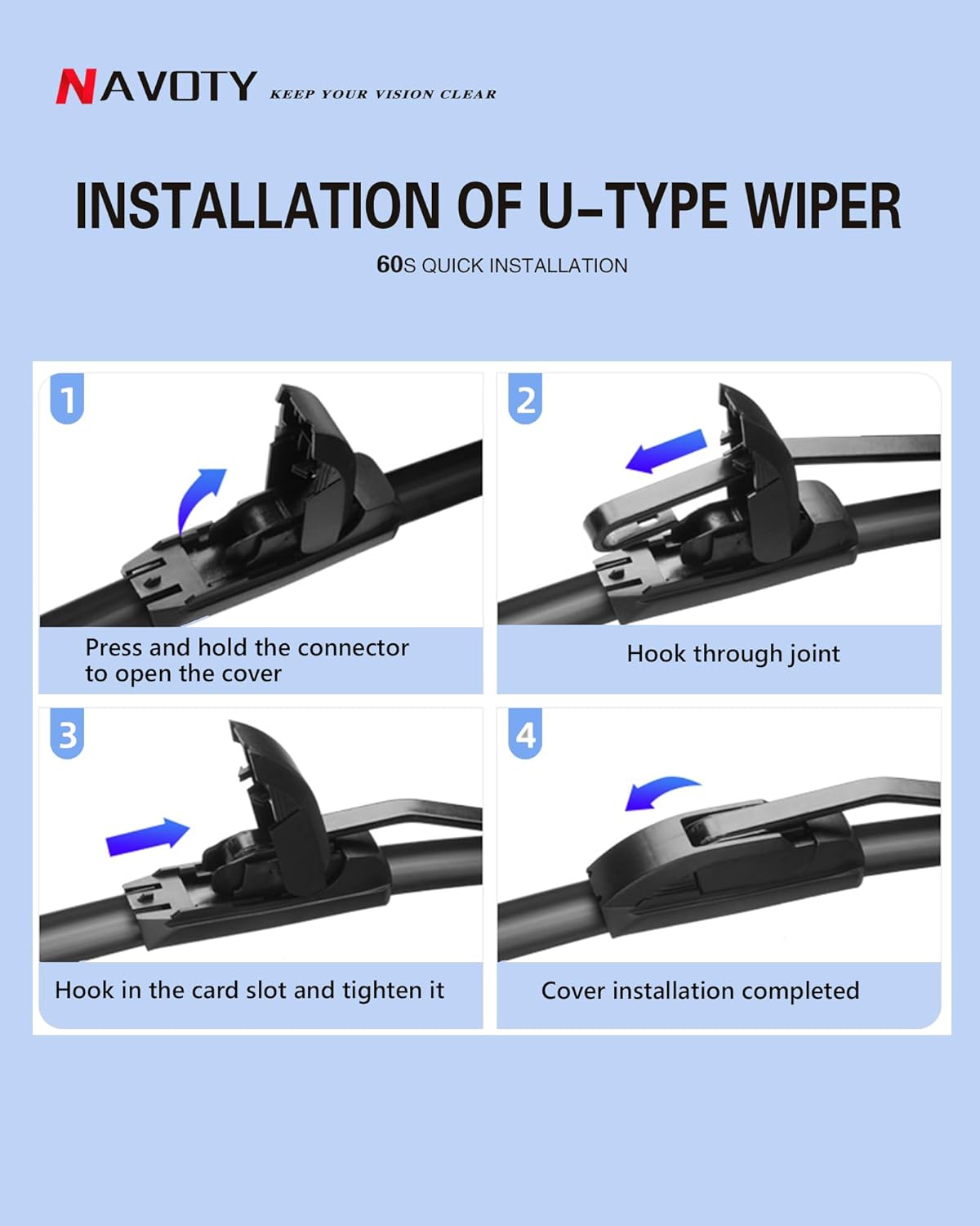 Juego de 3 limpiaparabrisas de repuesto para Toyota Highlander 2008-2019, juego de limpiaparabrisas de 26 + 20 + 12 pulgadas (juego de 3) gancho UJ