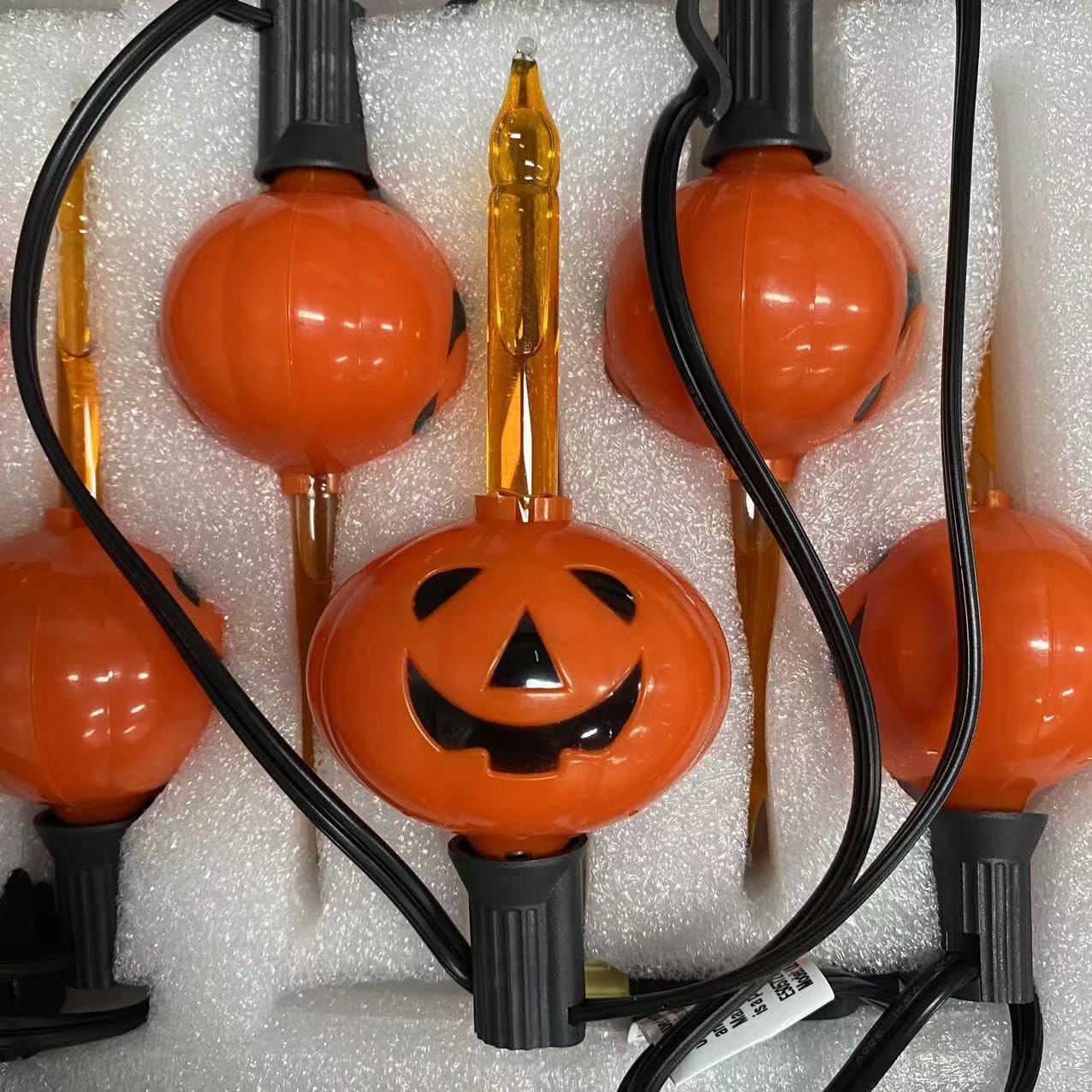 PASUTO Cadena de luces de burbujas de calabaza de Halloween, 7 pies, linterna de Halloween vintage con 7 luces de burbujas líquidas naranjas, luces