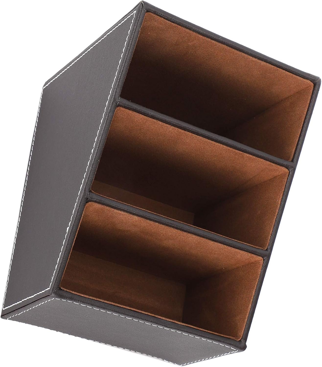 Caja de almacenamiento de cuero sintético para escritorio, papelería creativa, lindo papelería de oficina, organizador de negocios, suministros de 3