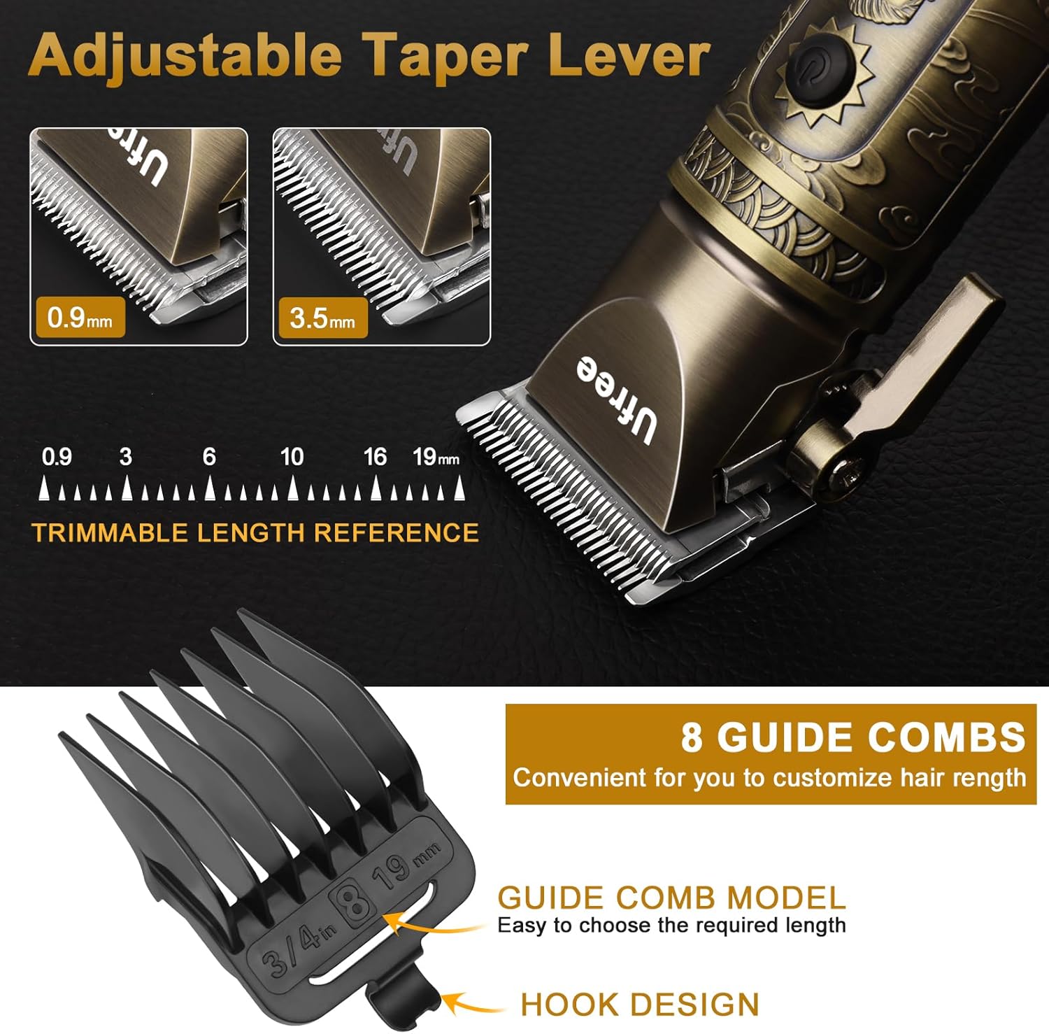 Ufree Cortapelos profesional para hombres, 3 en 1, recortadora de barba para hombre, afeitadora eléctrica, recortadora de pelo de nariz, cortaúñas