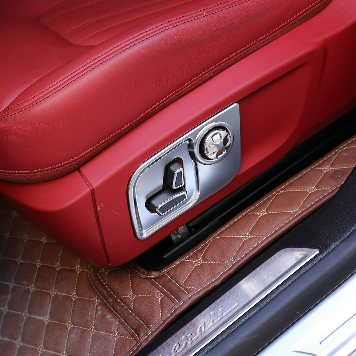 YIWANG 2 unids ABS cromo coche estilo asiento lado decorar marco cubierta ajuste etiqueta para Maserati Levante para Ghibli para Quattroporte