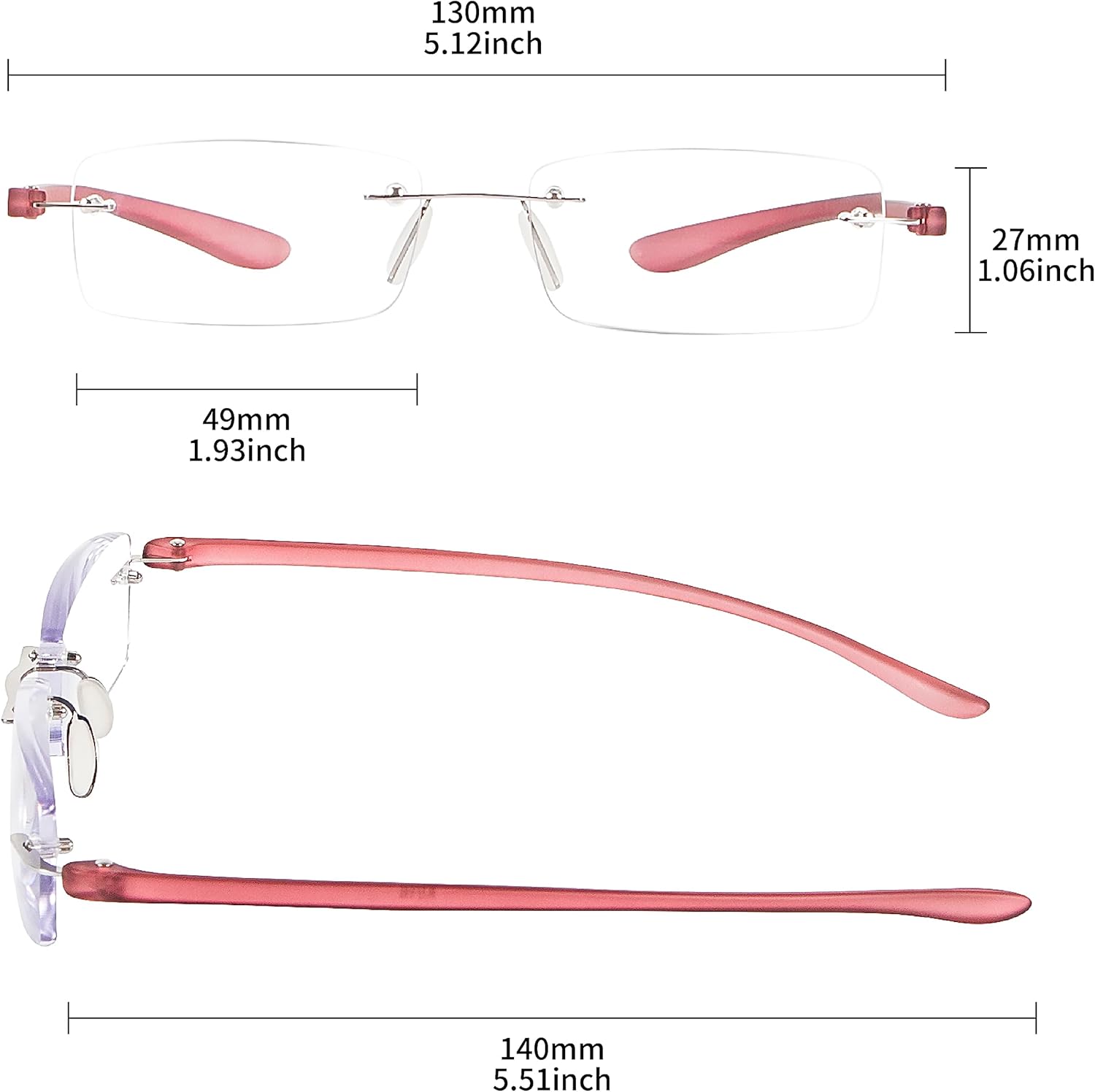 Paquete de 2 lentes de lectura con luz azul, lentes de lectura para hombre, lentes de lectura para mujer, sin marco, para computadora