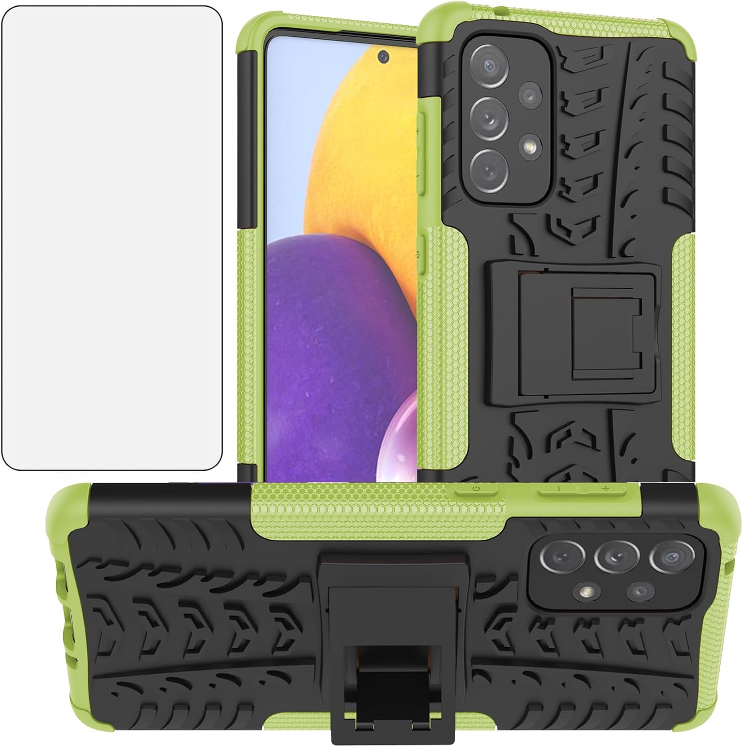 Asuwish Funda de teléfono para Samsung Galaxy A73 5G con protector de pantalla de vidrio templado y soporte delgado, funda protectora híbrida