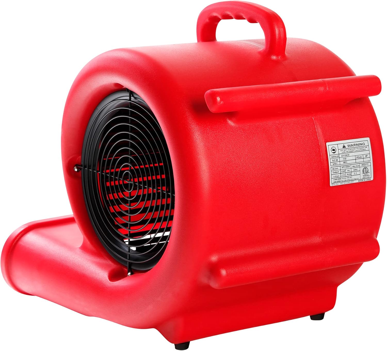 Mounto Ventilador de secado de suelo Air Mover de 13hp de 2000 cfm, ventilador de secado de piso, motor de aire de 3 velocidades con salida GFCI