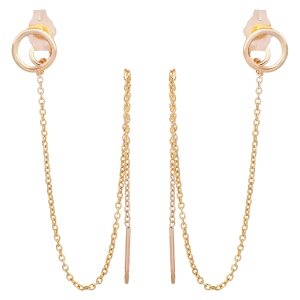 Double Piercing Earrings – Two Hole Earrings for Women – Silver, Gold and Rose Gold – Pull Through Chain Link Earrings (14k Gold Filled) Double Piercing Earrings – Two Hole Earrings for Women – Silver, Gold and Rose Gold – Pull Through Chain Link Earrings (14k Gold Filled)