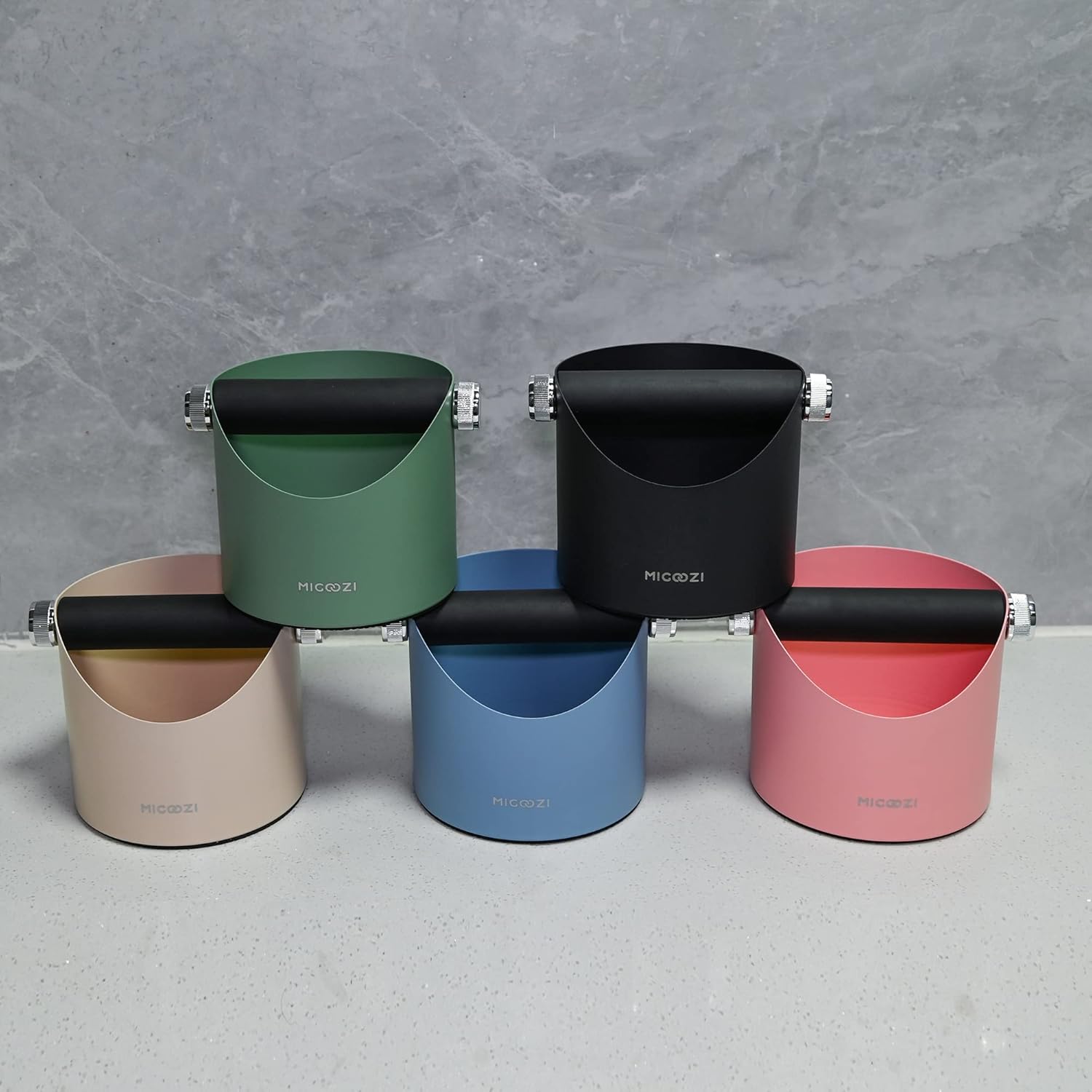 Caja de golpeo molido de espresso, cubo de metal para café, caja profesional para café expreso con barra extraíble y base antideslizante (rosa)