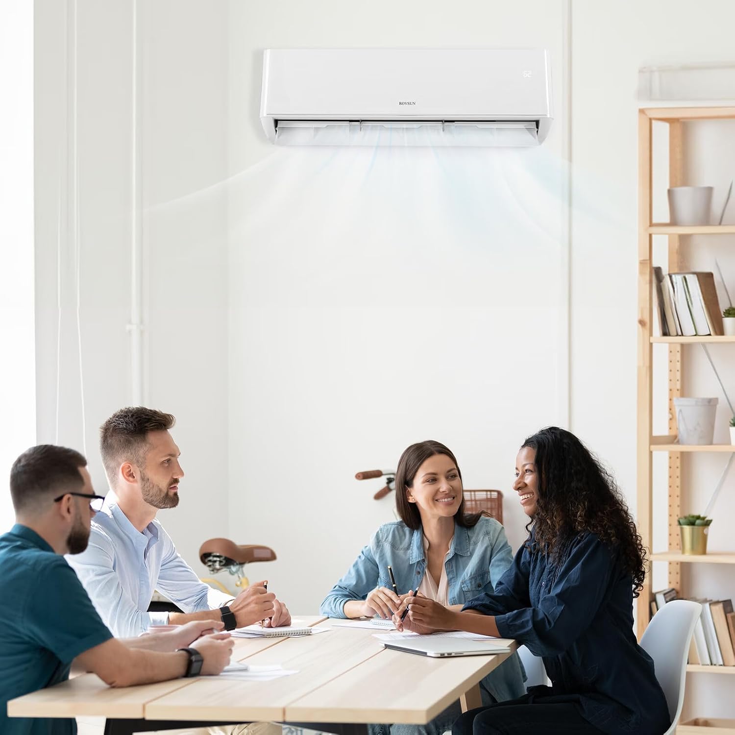 ROVSUN Sistema de calefacción mini split de 12,000 BTU habilitado para WIFI de 22 SEER con inversor, sistema dividido sin conductos de 115 V con