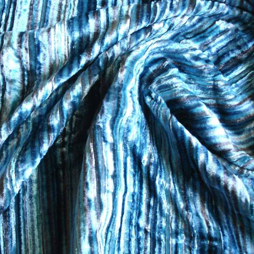 Tela de terciopelo Aqua Tones by The Yard, 44 pulgadas o 43.7 in de ancho, tela de terciopelo azul de 1 yarda, remolinos aguamarina, técnica de