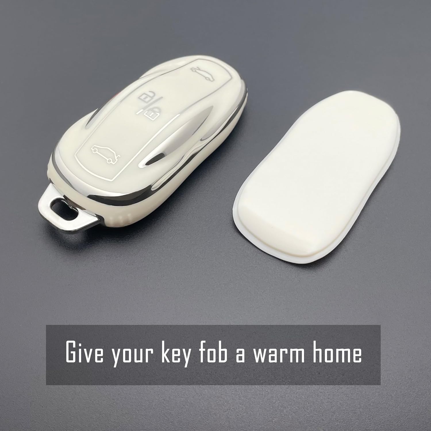 TANDRIVE Funda para llavero para Tesla Model S, color blanco