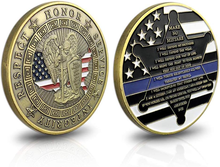 Moneda de desafío de San Miguel patrón de la aplicación de la ley con moneda única de oración