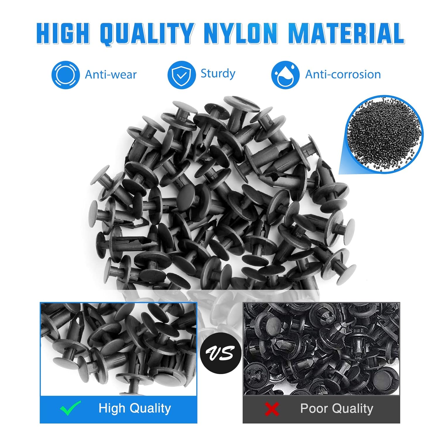 Yesker Clips para parachoques de automóvil, clips de remache de sujeción de parachoques de empuje, retenedores de plástico de nailon de 0.315 in