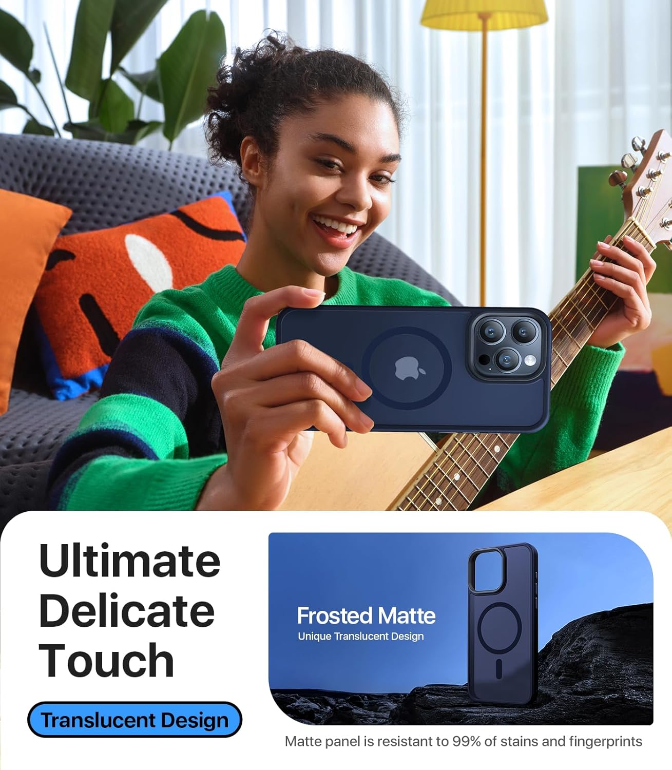 Aulofe Funda magnética fuerte para iPhone 15 Pro Max, compatible con MagSafe probada contra caídas de grado militar a prueba de golpes, delgada,