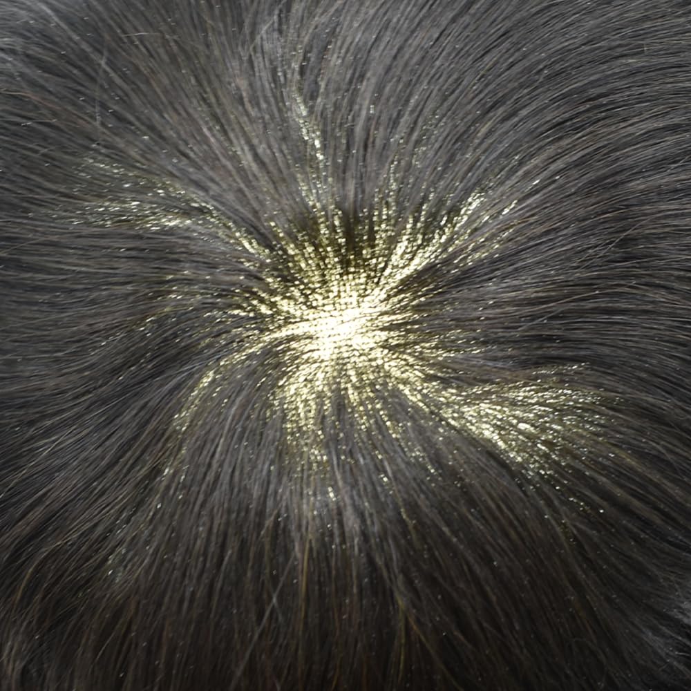 Healthlif Toupee para hombres, cabello humano europeo de encaje francés para hombre, sistema de reemplazo de cabello, piel de polietileno alrededor