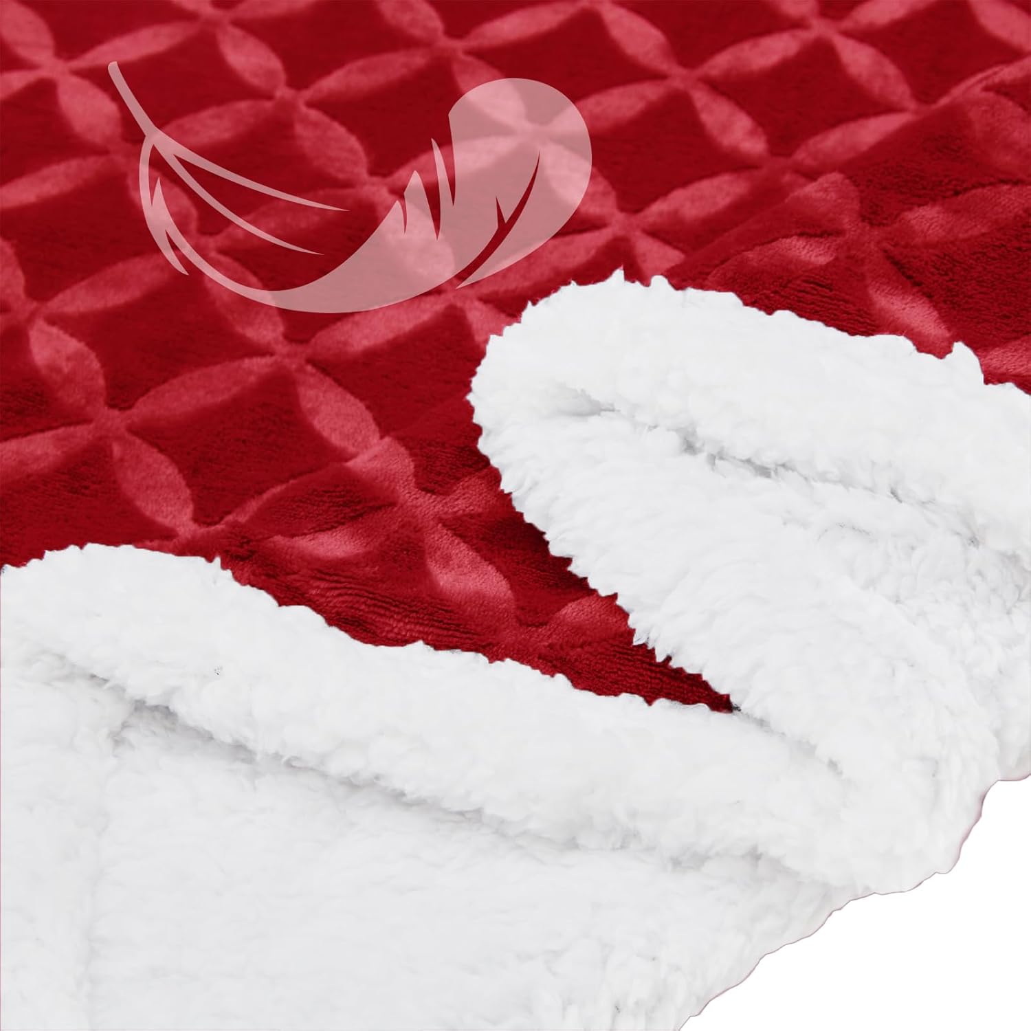 inhand Manta de sherpa suave de Navidad, manta roja cálida, acogedora manta reversible de franela de vellón para sofá, cama, manta grande de felpa